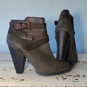 Taupe strap booties size 7